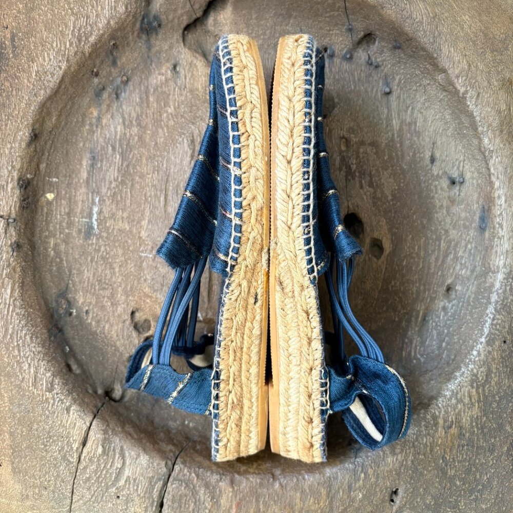 Toni Pons blue gold slingback low-wedge women's espadrilles size 38 / 7.5 - Picture 6 of 8